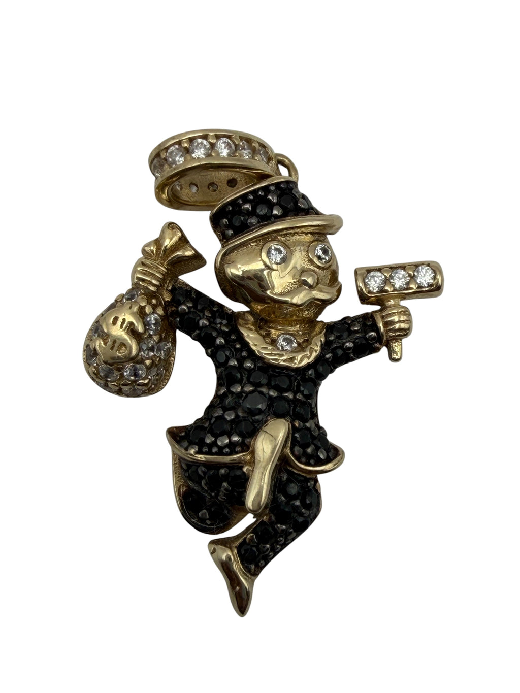 DIJE MONOPOLY MILLONARIO ORO SOLIDO 10K ITALY