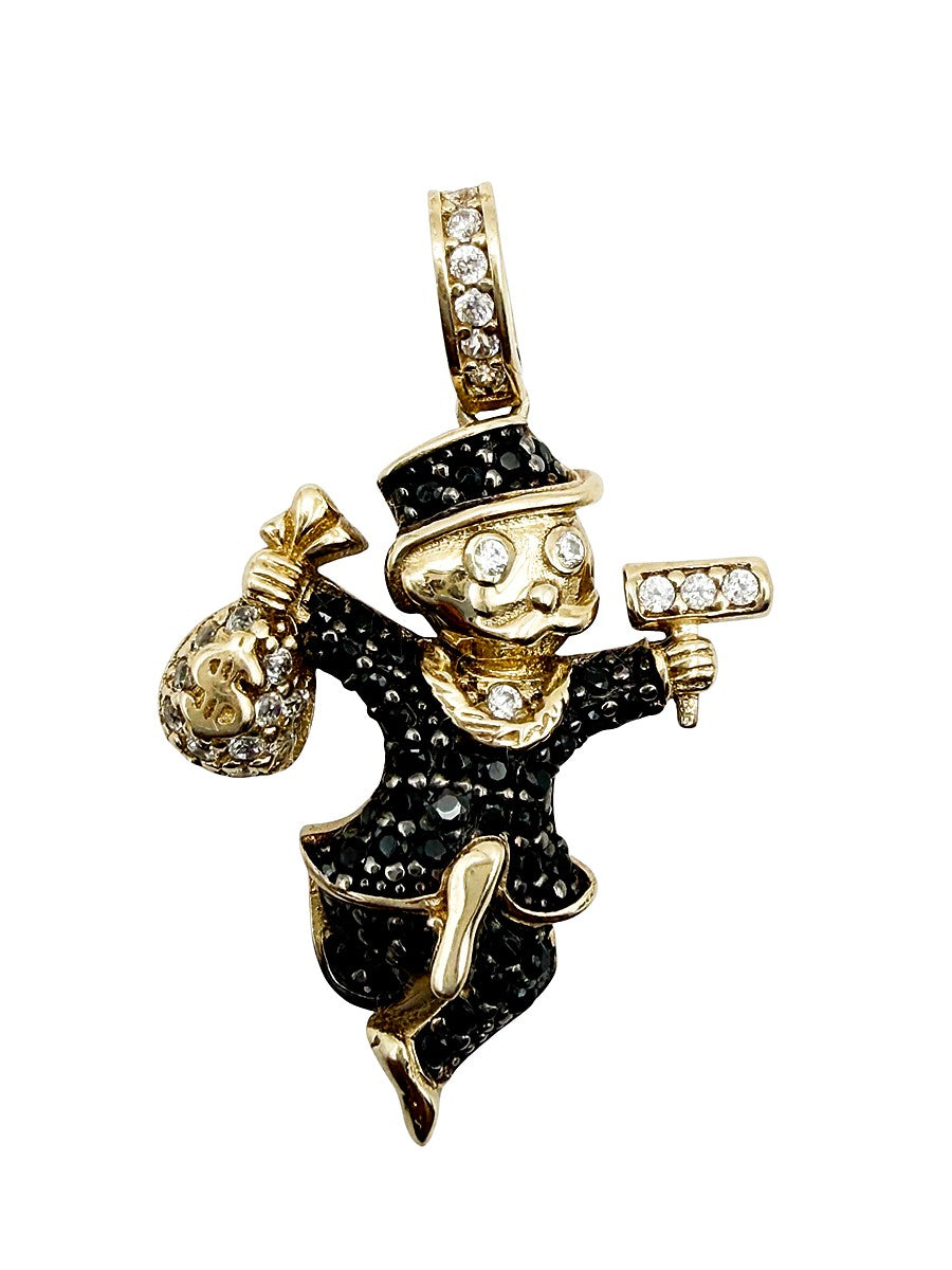 DIJE MONOPOLY MILLONARIO ORO SOLIDO 10K ITALY