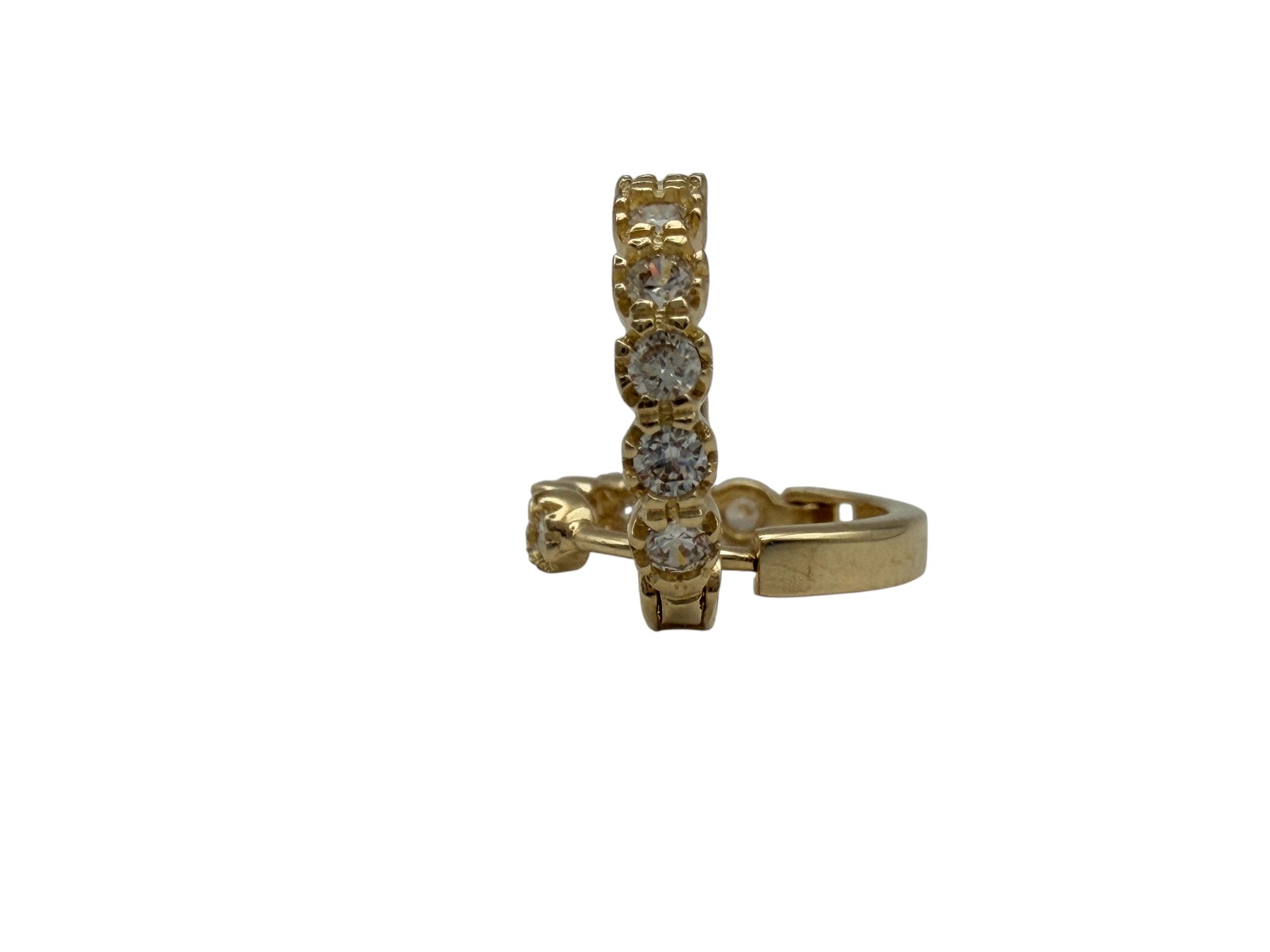 Huggies de Oro Sólido 10K con Circonias Blancas