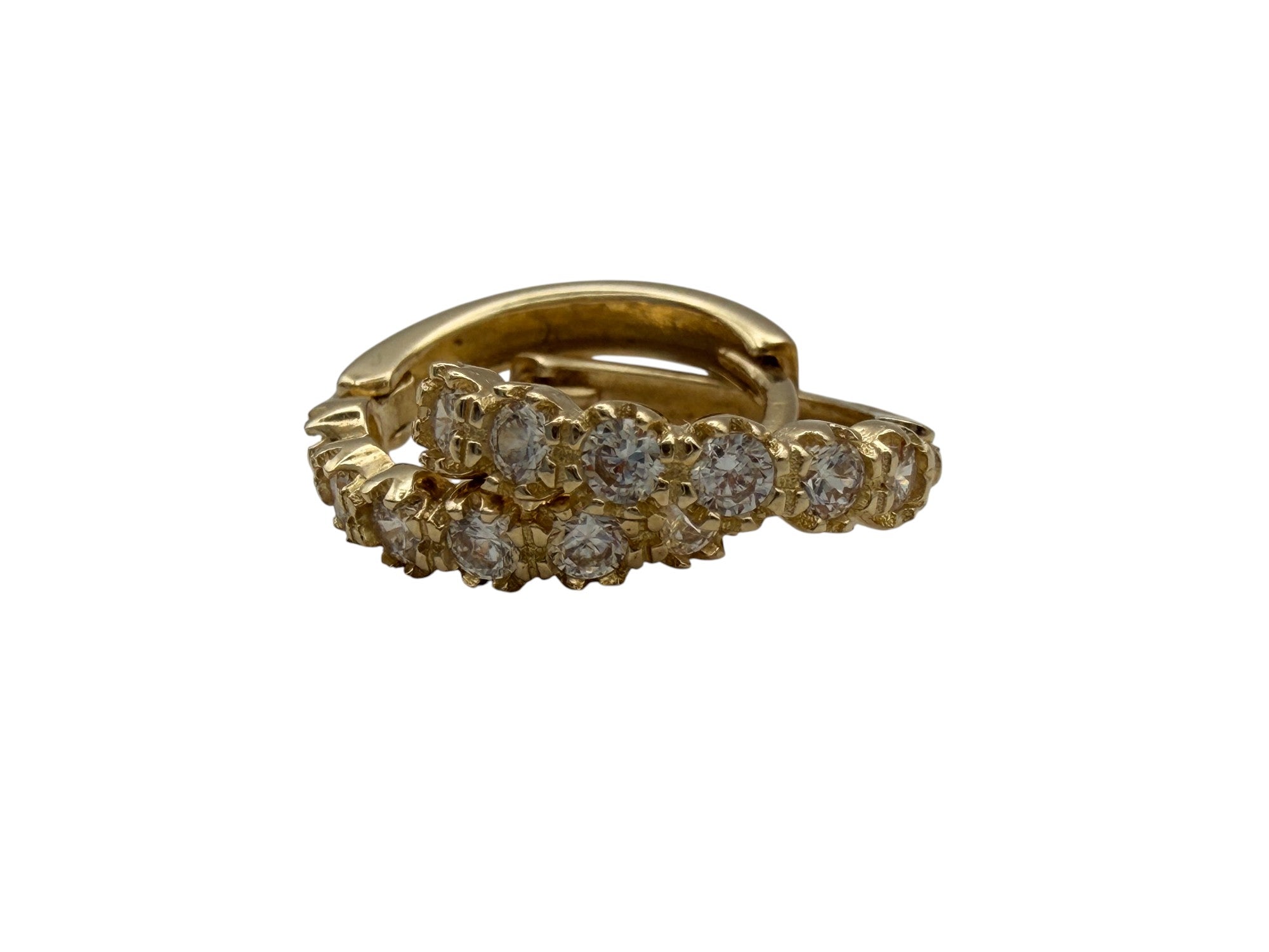 Huggies de Oro Sólido 10K con Circonias Blancas