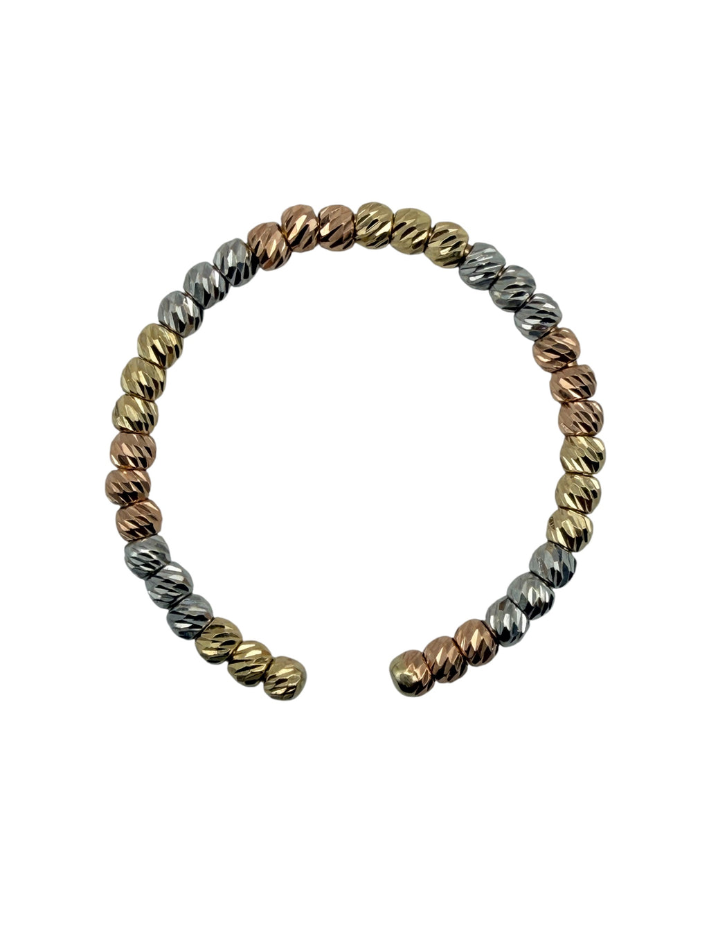 Anillo de Oro 10K 3 Oros - Estilo Florentino Ajustable con Corte Diamantado