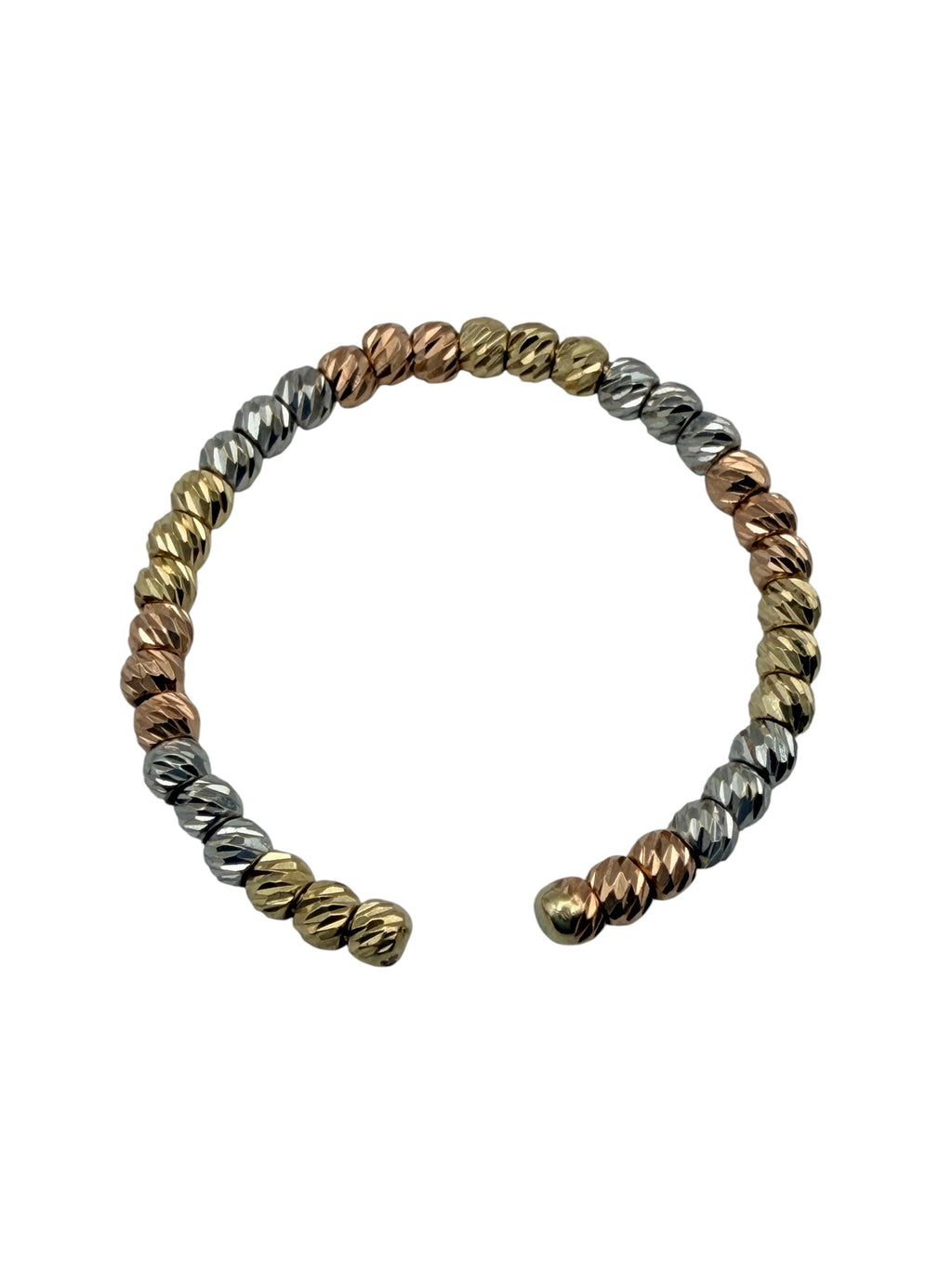 Anillo de Oro 10K 3 Oros - Estilo Florentino Ajustable con Corte Diamantado