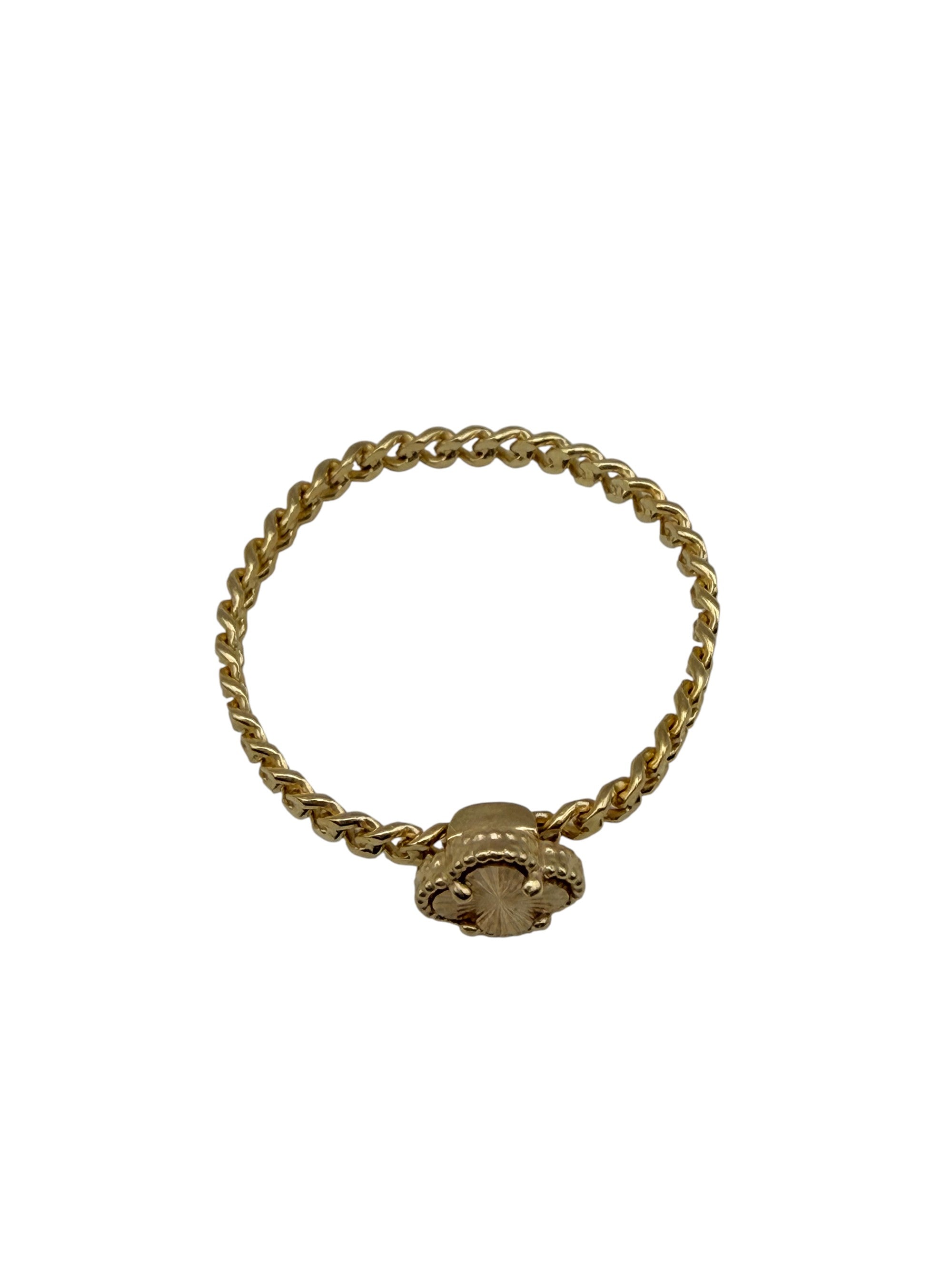 Anillo de Trébol en Oro 10K - Diseño de Cadena