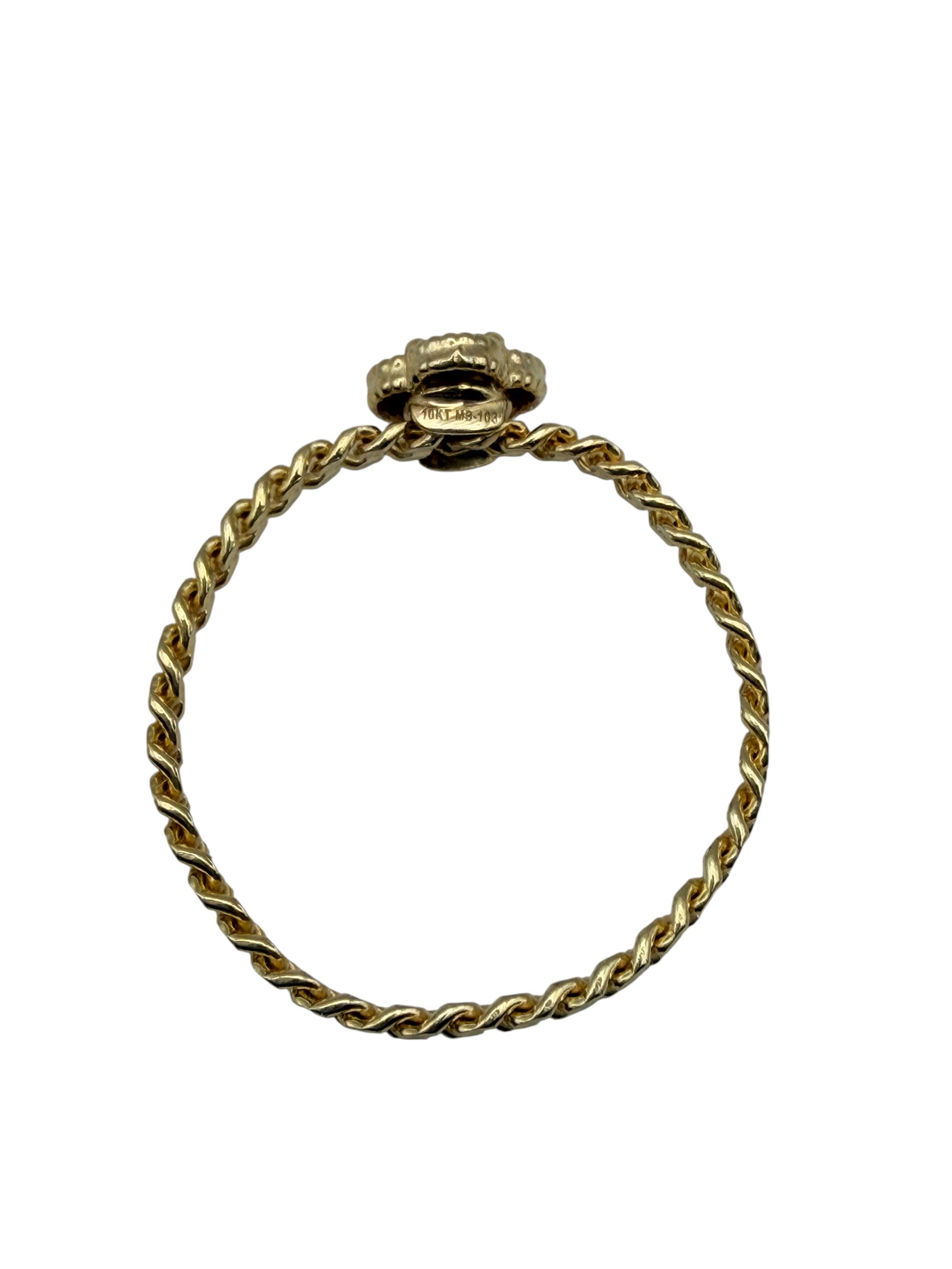 Anillo de Trébol en Oro 10K - Diseño de Cadena