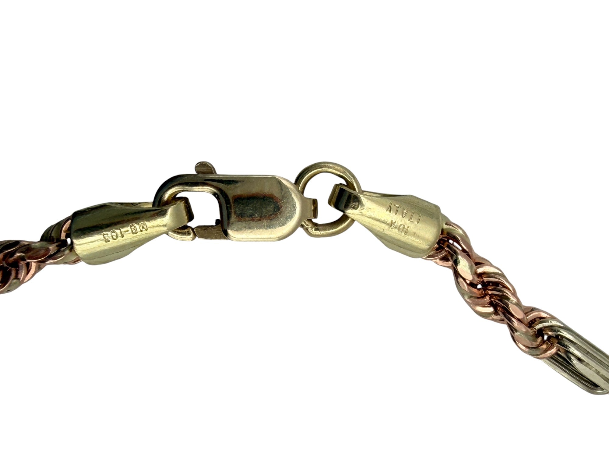 Pulsera de Cadena Torzal 3 Oros en Oro 10K - Estilo Italiano Elegante