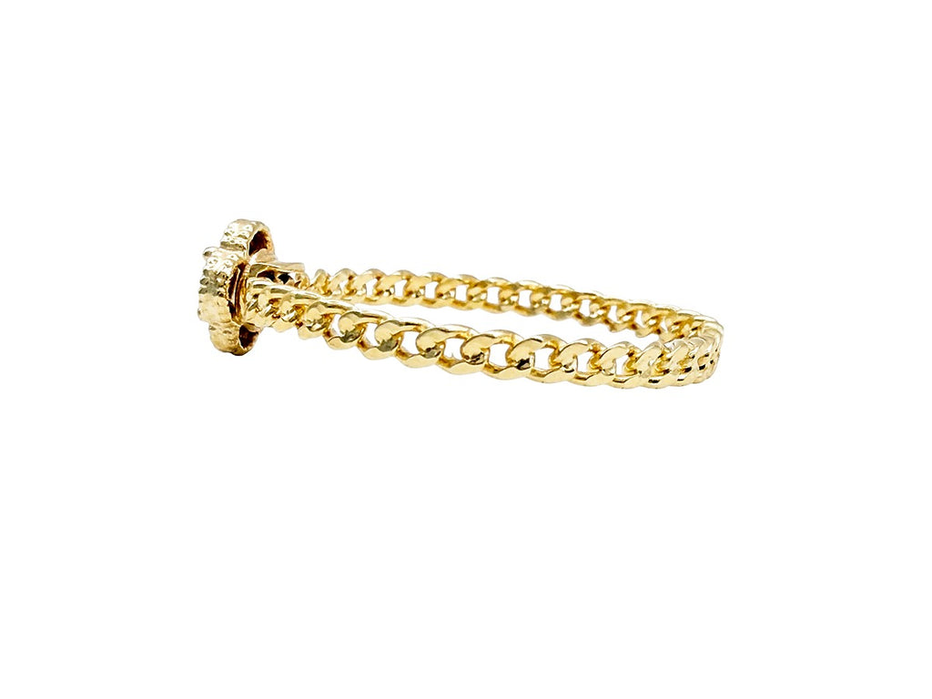 Anillo de Trébol en Oro 10K - Diseño de Cadena