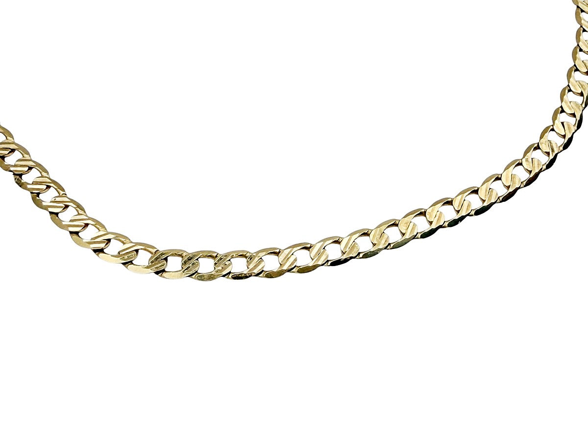 Pulsera de Oro 10K Tejido Grumet (Curb) - Eslabón Plano Tradicional