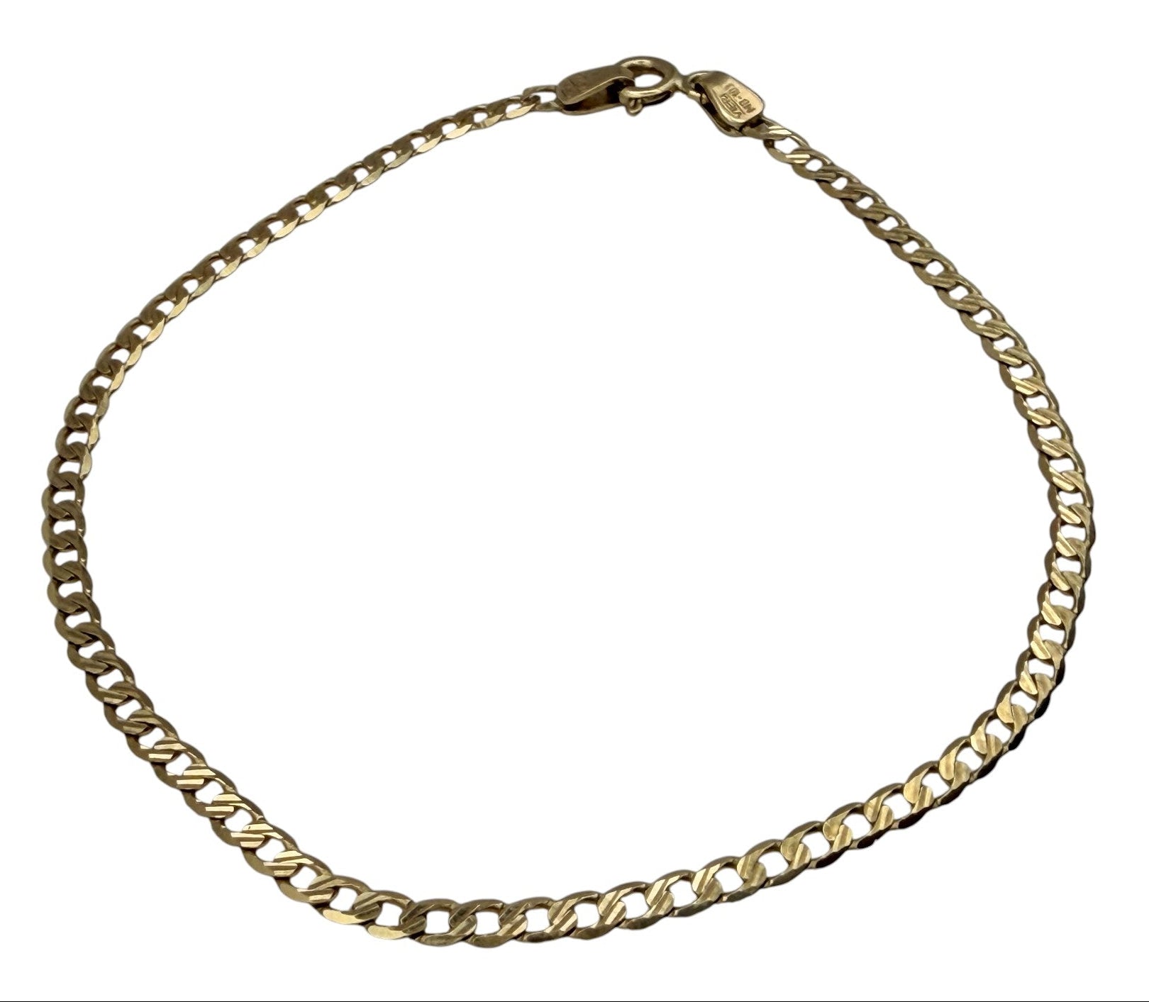 Pulsera de Oro 10K Tejido Grumet (Curb) - Eslabón Plano Tradicional