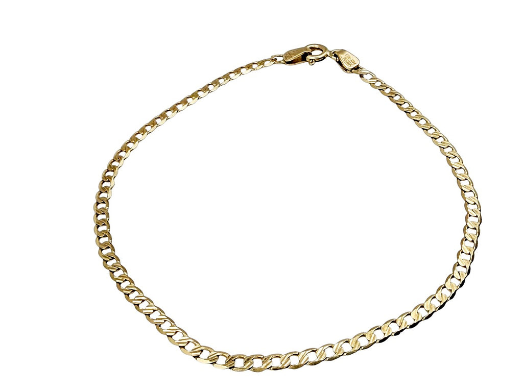 Pulsera de Oro 10K Tejido Grumet (Curb) - Eslabón Plano Tradicional