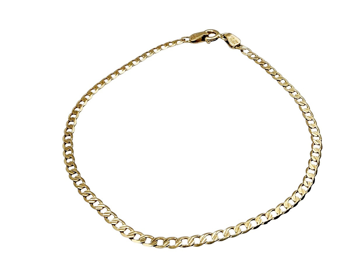 Pulsera de Oro 10K Tejido Grumet (Curb) - Eslabón Plano Tradicional