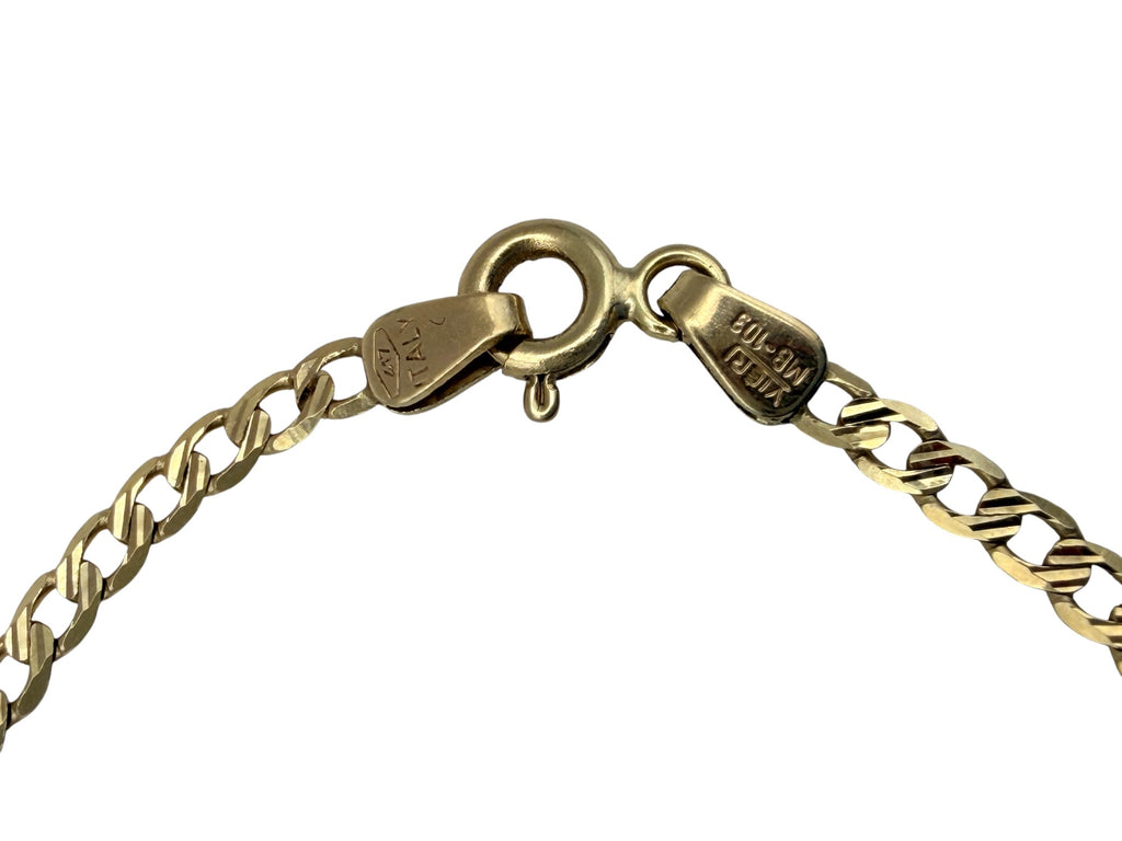 Pulsera de Oro 10K Tejido Grumet (Curb) - Eslabón Plano Tradicional