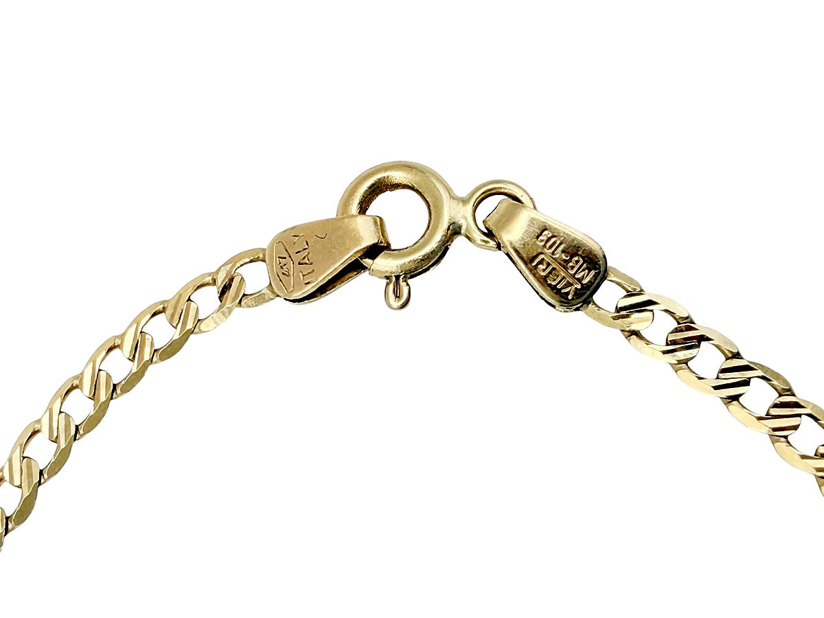 Pulsera de Oro 10K Tejido Grumet (Curb) - Eslabón Plano Tradicional