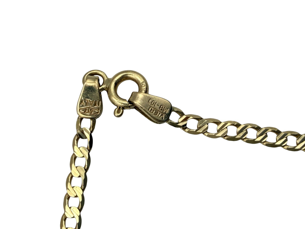 Pulsera de Oro 10K Tejido Grumet (Curb) - Eslabón Plano Tradicional